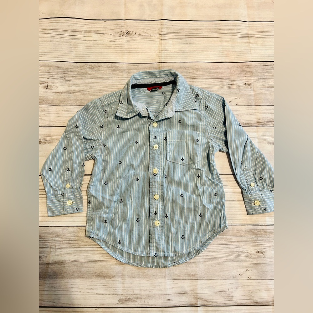 Baby Gap - Boys Blue Striped Nautical Button Down Shirt - Size 3T